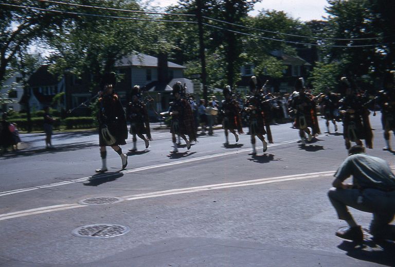          Centennial Parade: Gaelic Pipe Band Marching in Millburn Centennial Parade, 1957 picture number 1
   