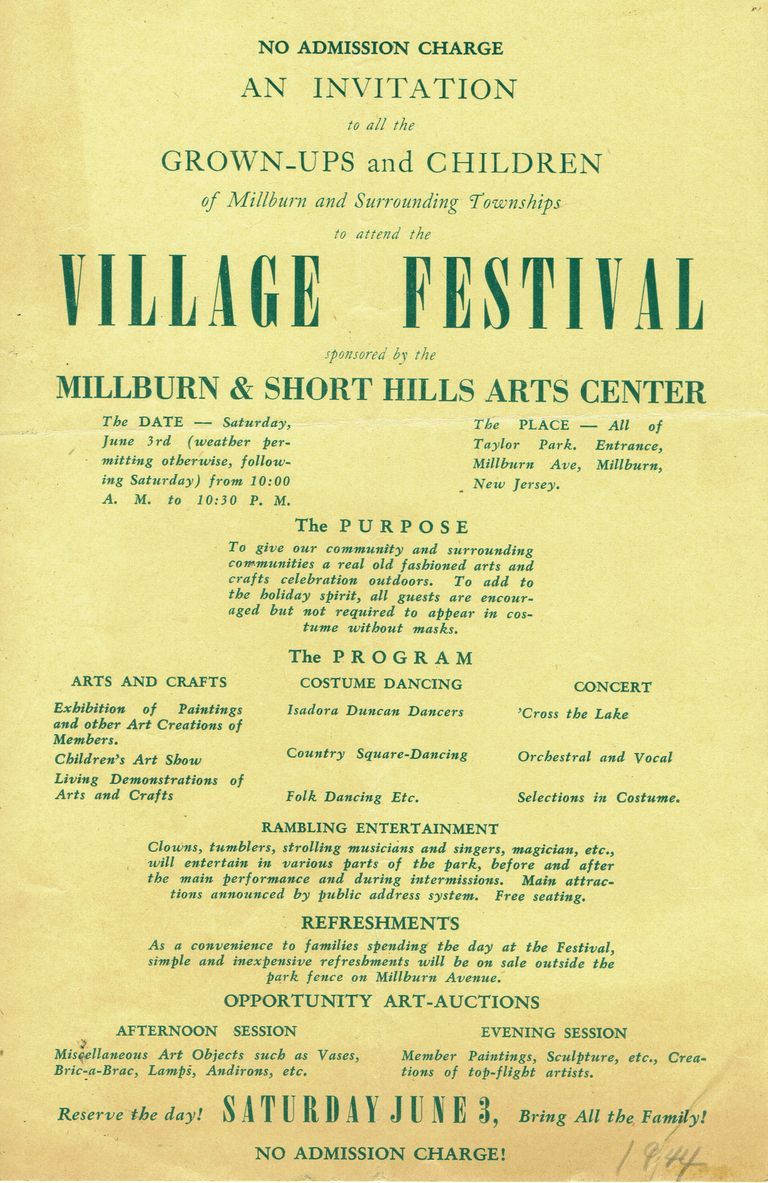          Millburn Arts Center: Invitation to Village Festival, 1944 picture number 1
   