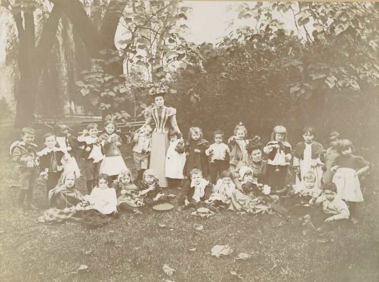          Schoolchildren and Teachers Outdoors, c. 1890s picture number 1
   