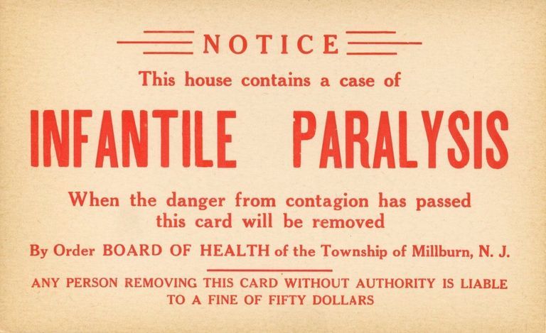          Board of Health: Infantile Paralysis Contagion Notice, 1930s picture number 1
   
