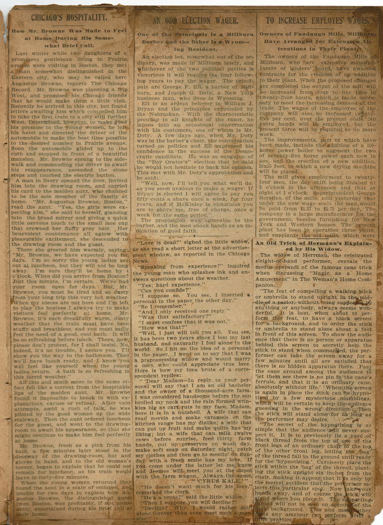          Flanagan Scrapbook: Millburn Election Bet, Fandango Mill, page 3 picture number 1
   