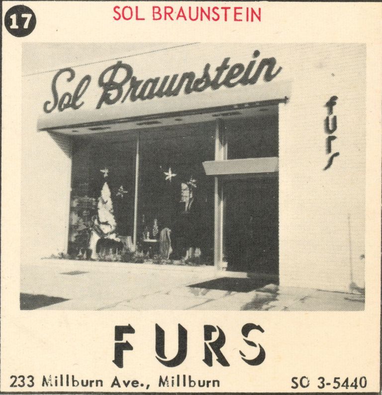          Furs: Sol Braunstein Furs, 233 Millburn Avenue, 1955 picture number 1
   