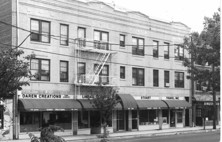          B&W Photographic Postcard of Stores on Millburn Avenue
   