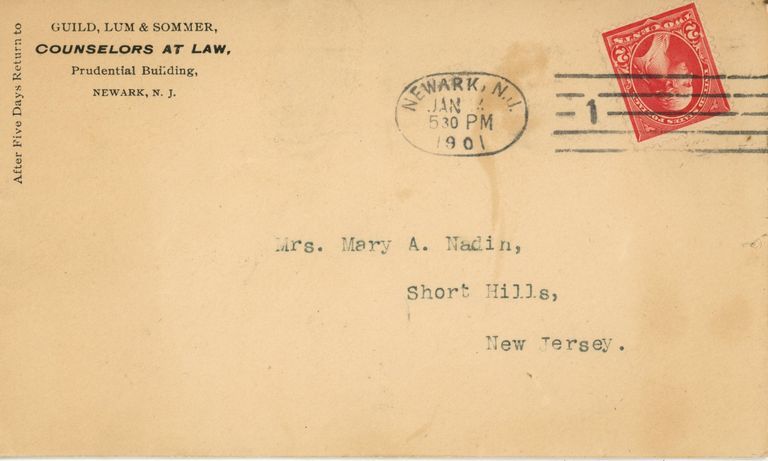          Nadin: Guild, Lum & Sommer Envelope to Mary Nadin, 1901 picture number 1
   