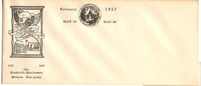          Millburn Centennial envelope, 1957 picture number 1
   