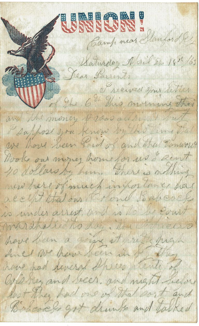          Parsil: Samuel B. Parsil Civil War Letter, April 18, 1863 picture number 1
   