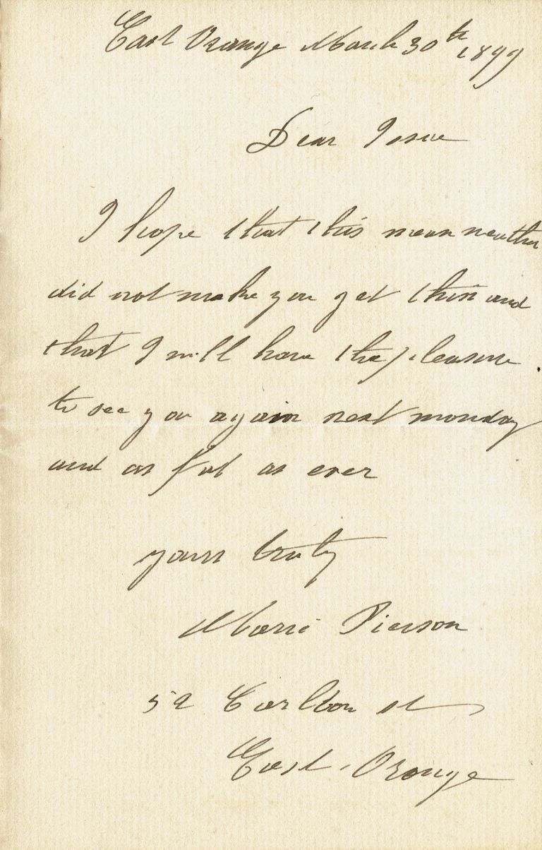          Flanagan: Marie Pierson letter to Josephine Flanagan, 1899 picture number 1
   