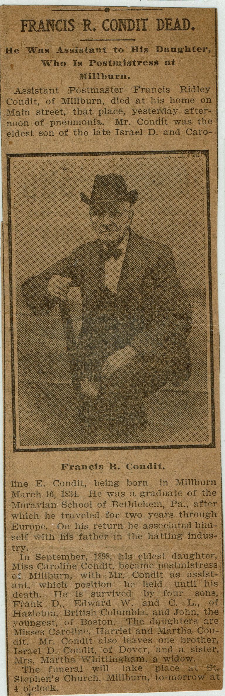          Flanagan Scrapbook: Francis Condit Obituary, 1907 picture number 1
   