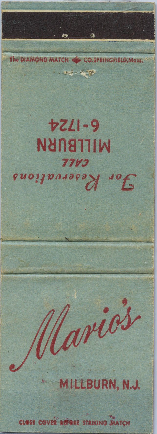          Mario's Restaurant Matchbook Cover picture number 1
   