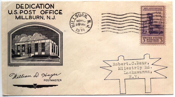          Dedication of the Millburn Post Office Commemorative Envelope, 1939 picture number 1
   