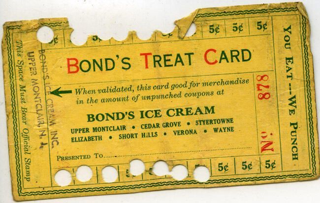          Bond's Treat (Punch) Card picture number 1
   