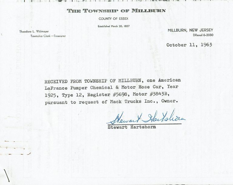          Fire Department: Hartshorn Purchase of 1925 Fire Engine, 1963 picture number 1
   