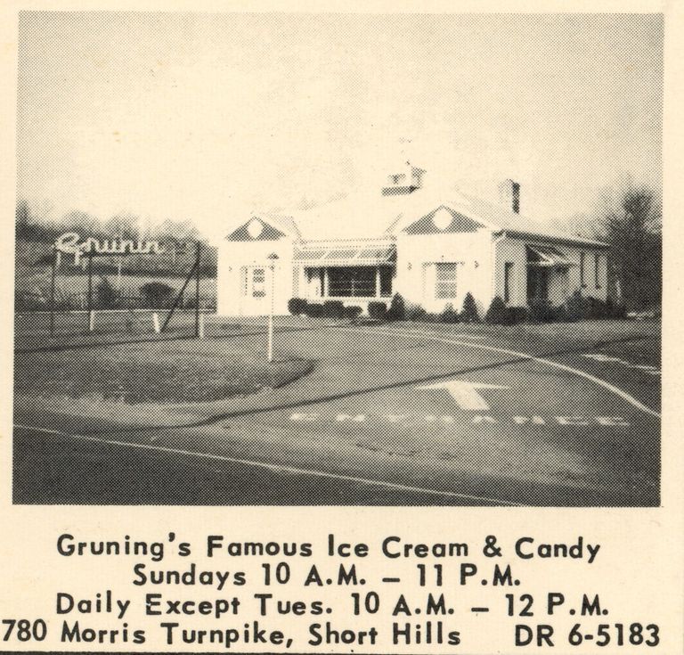          Gruning's: Gruning's Ice Cream and Candy, 780 Morris Turnpike, 1955 picture number 1
   