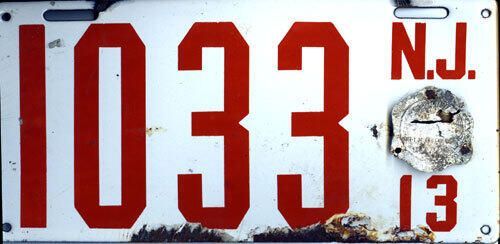          1913 NJ Automobile License Plate picture number 1
   