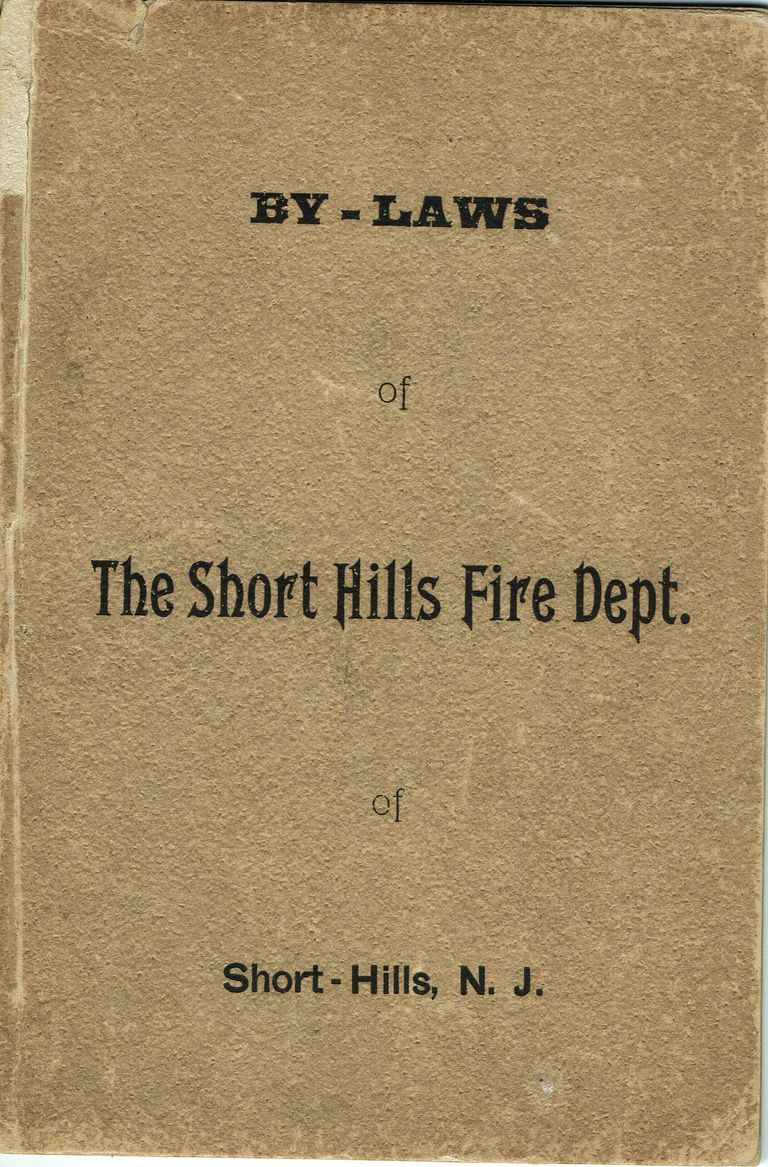          Fire Department: Short Hills Fire Department By Laws, 1894 picture number 1
   