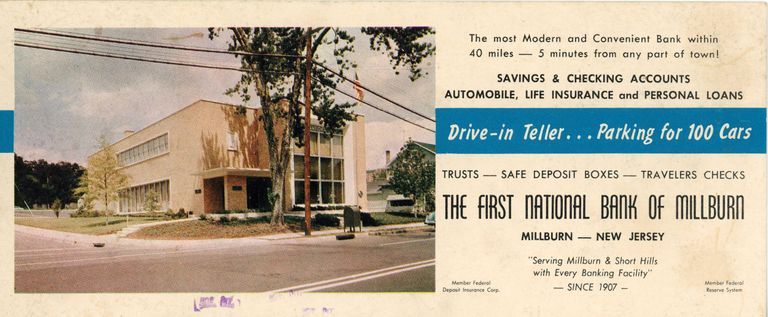          First National Bank of Millburn Advertising Card, c. 1954 picture number 1
   