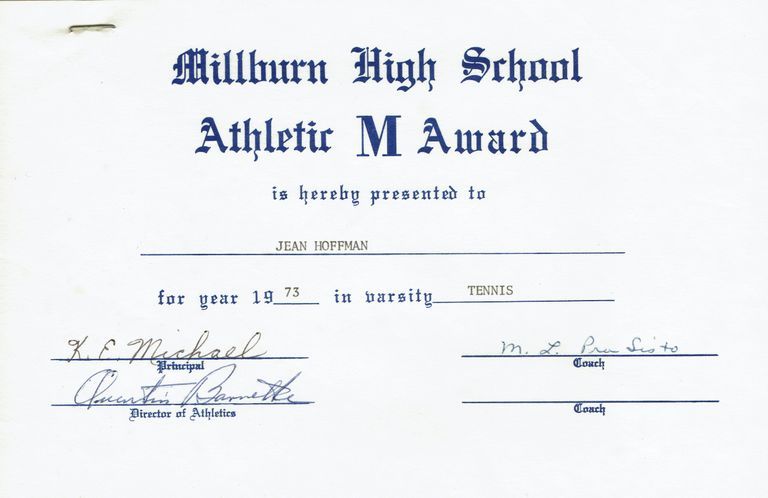          Millburn High School: Varsity Letter Award Tennis, 1973 picture number 1
   