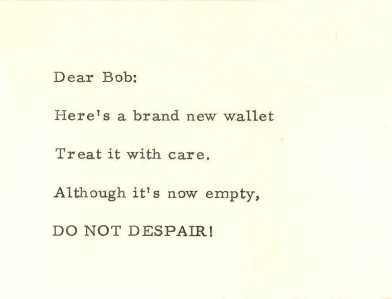          Faddis: Robert Faddis Testimonial Dinner Gift Card, 1961 picture number 1
   