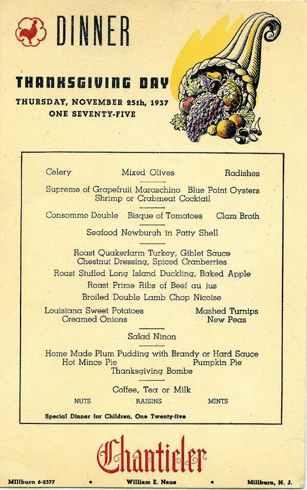          Chanticler Thanksgiving Menu, 1937 picture number 1
   