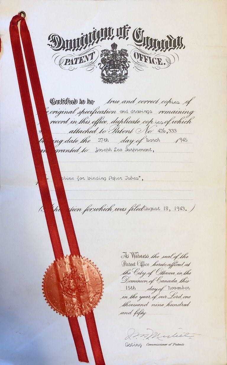          Hartshorn: Stewart Hartshorn Company Dominion of Canada Patent Office picture number 1
   