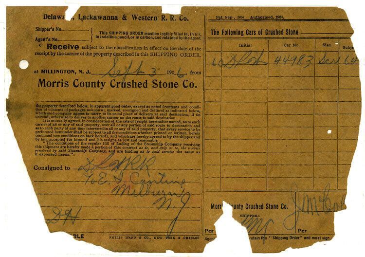          Delaware, Lackawanna, & Western Shipping Order, 1906 picture number 1
   