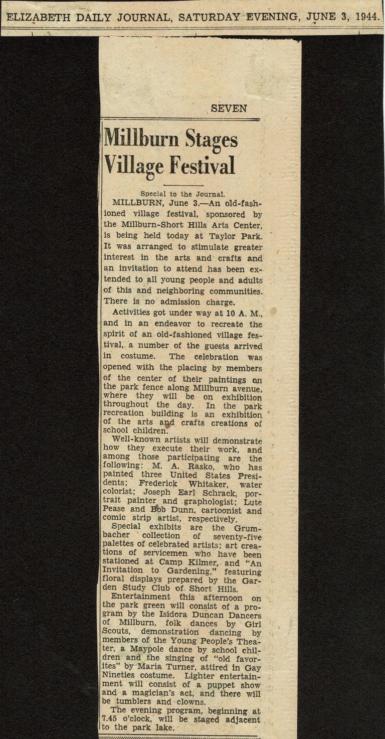          Millburn Art Center: Millburn Stages Village Festival, 1944 picture number 1
   