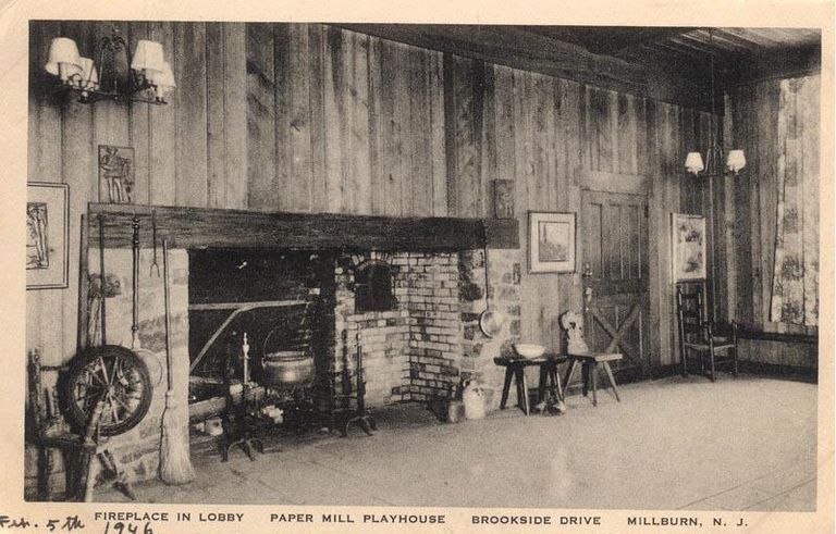          Paper Mill Playhouse: Fireplace in Lobby Postcard, 1946 picture number 1
   