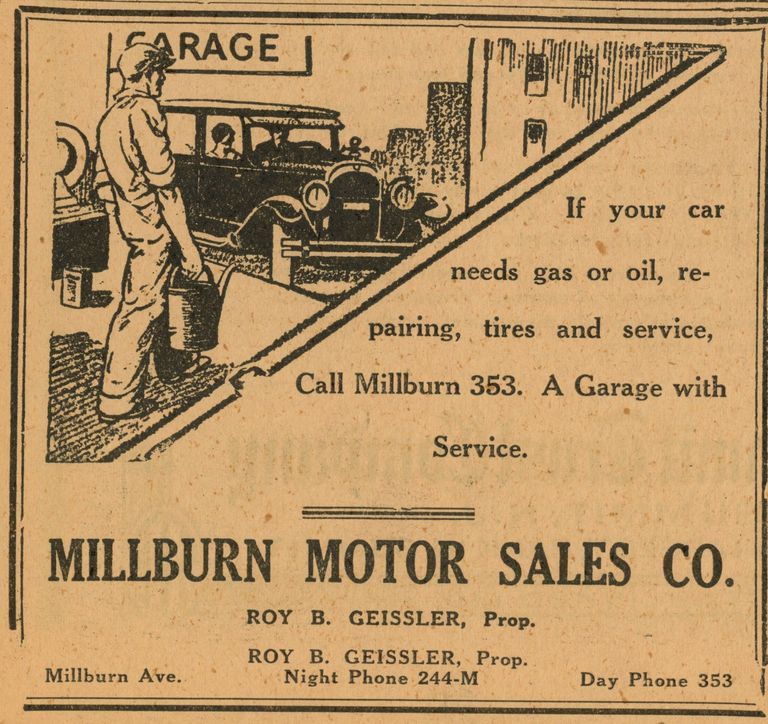          Geissler: Millburn Motor Sales Co., 1928 picture number 1
   