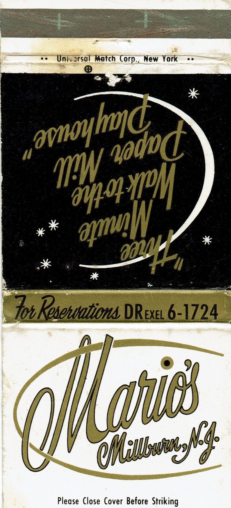          Mario's: Mario's, Millburn, N.J. Matchbook Cover picture number 1
   
