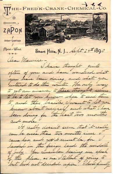          Fred'k Crane Chemical Company Letter, September 24, 1890 picture number 1
   