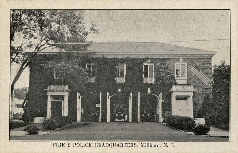          Photographic Postcard of the Millburn Fire & Police Headquarters
   