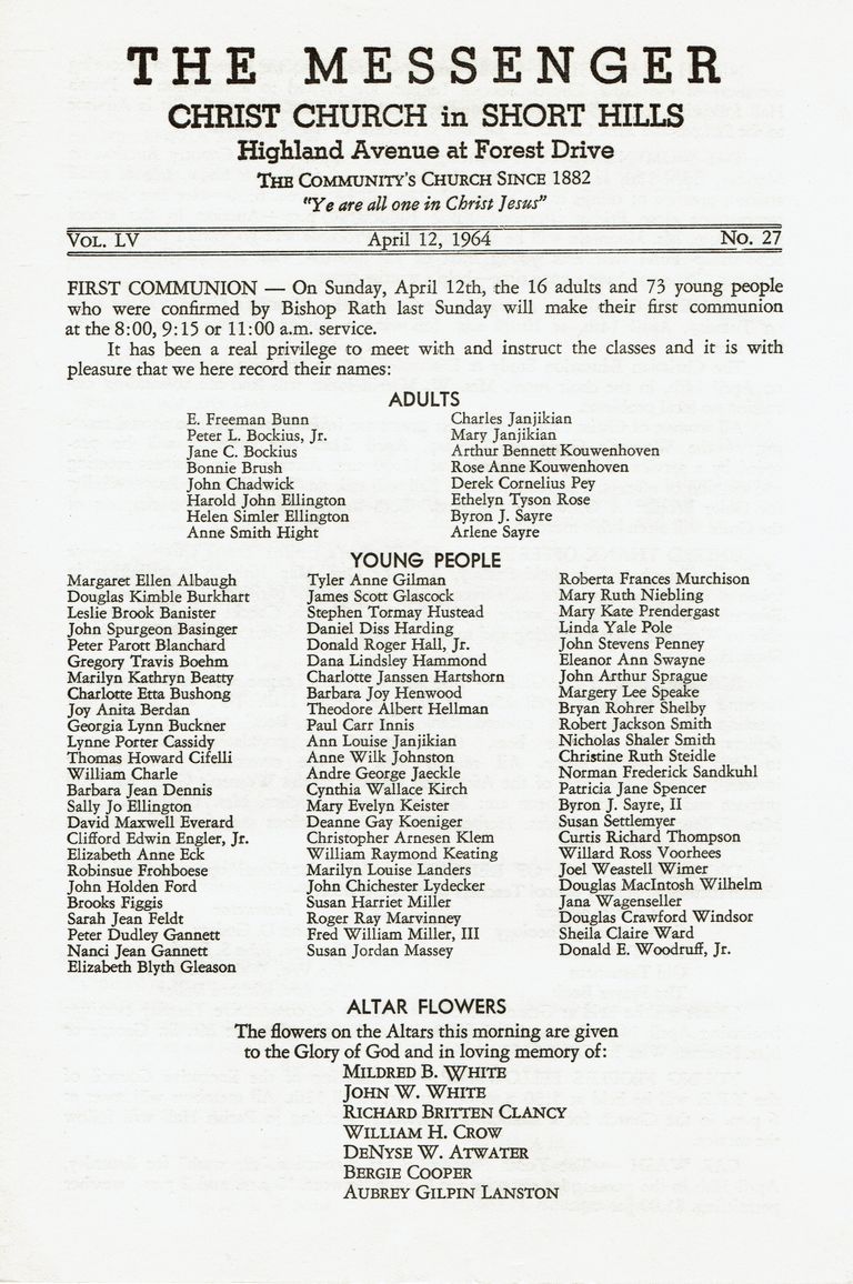          Hartshorn: Charlotte Hartshorn's First Communion Notice, 1964 picture number 1
   