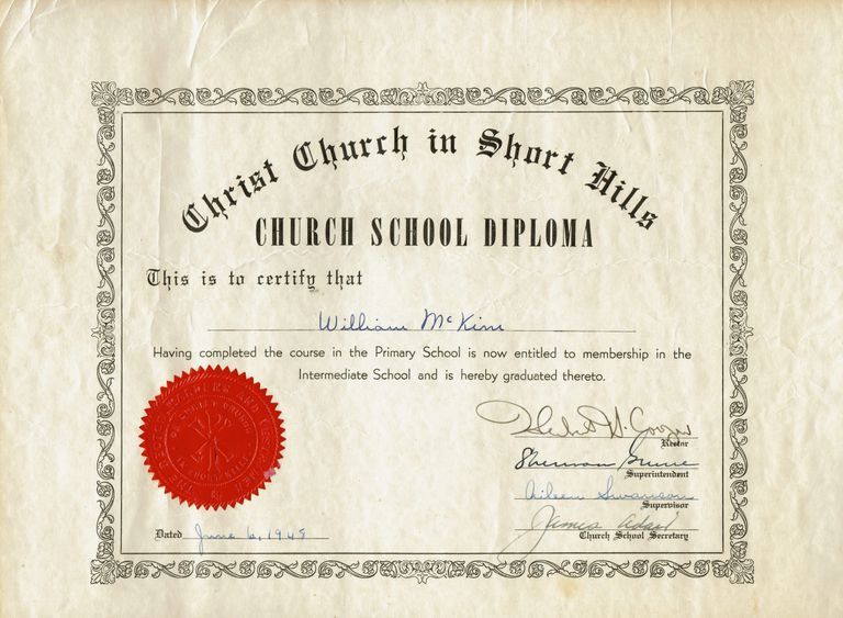          Christ Church: Church School Diploma for William McKim, 1948 picture number 1
   