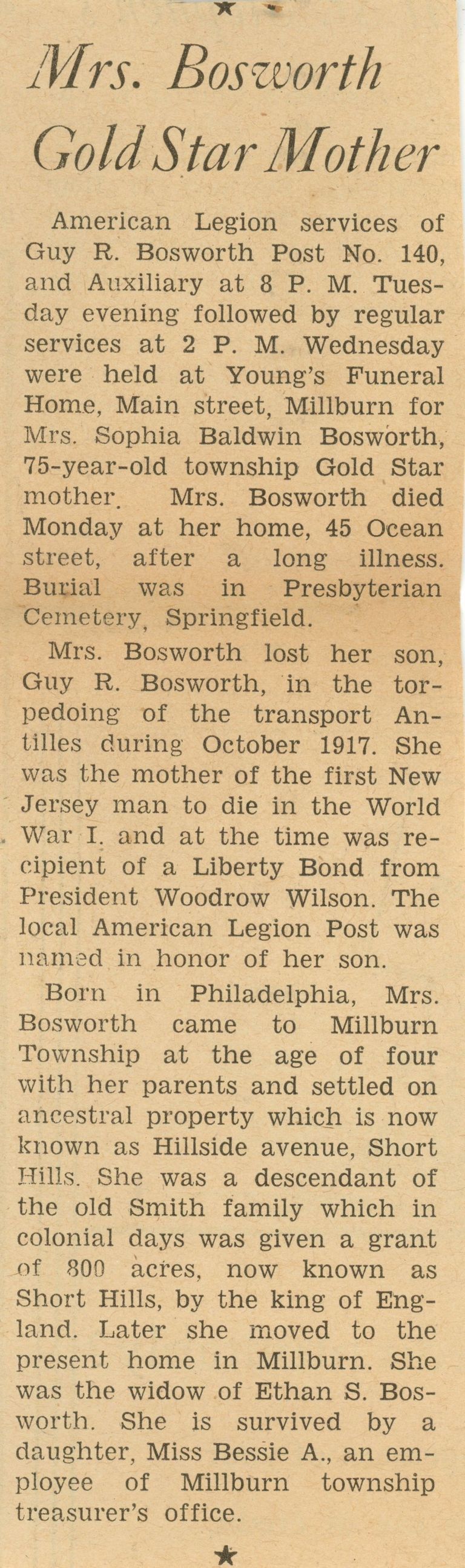          Bosworth: Sophia Bosworth Obituary, 1941 picture number 1
   