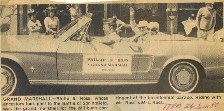          Battle of Springfield: Grand Marshall Philip Ross at the Bicentennial Celebration Parade, 1980 picture number 1
   