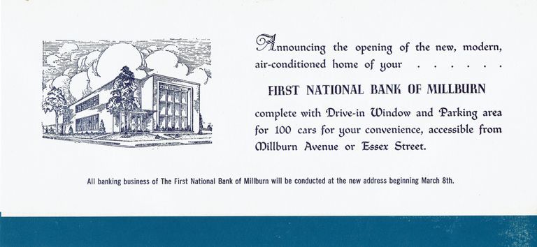          First National Bank of Millburn Opening Invitation, 1954 picture number 1
   