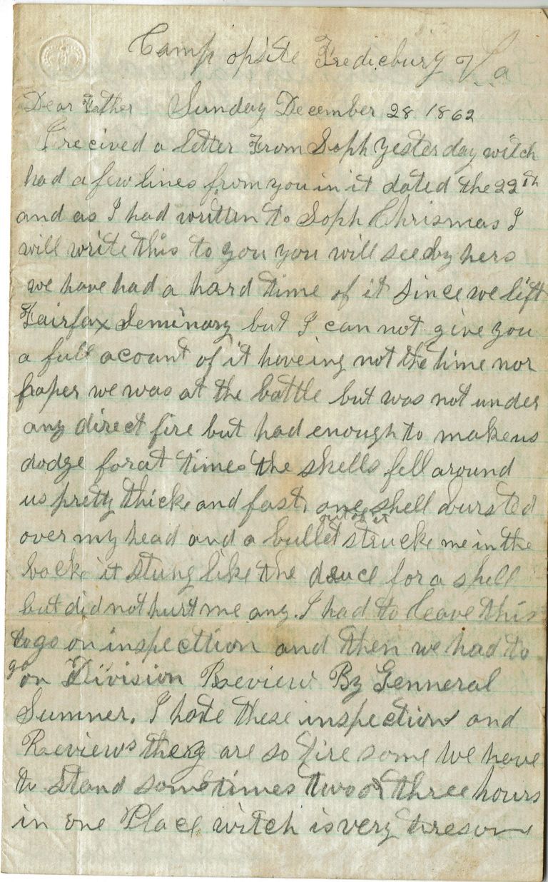          Parsil: Samuel B. Parsil Civil War Letter, December 28, 1862 picture number 1
   