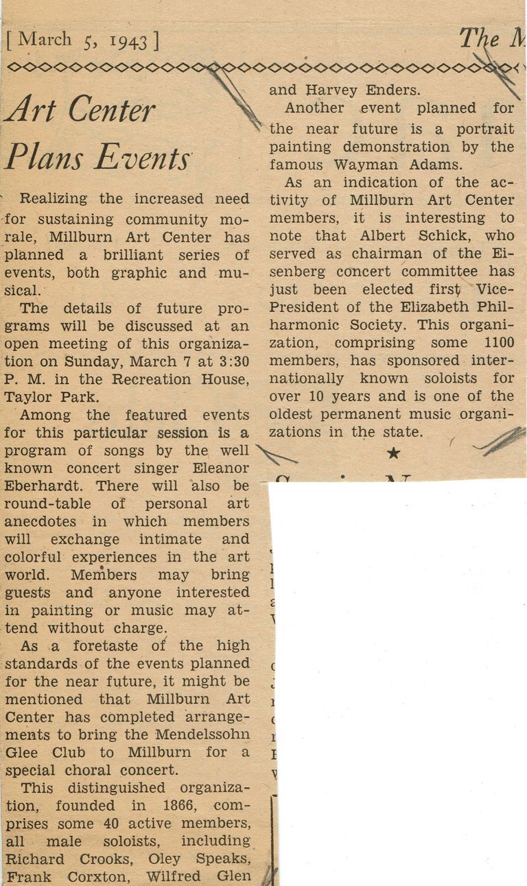          Millburn Art Center: Event Plans, 1943 picture number 1
   