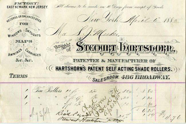          Hartshorn: Invoice from Stewart Hartshorn Co to SJ Meeker, 1885 picture number 1
   