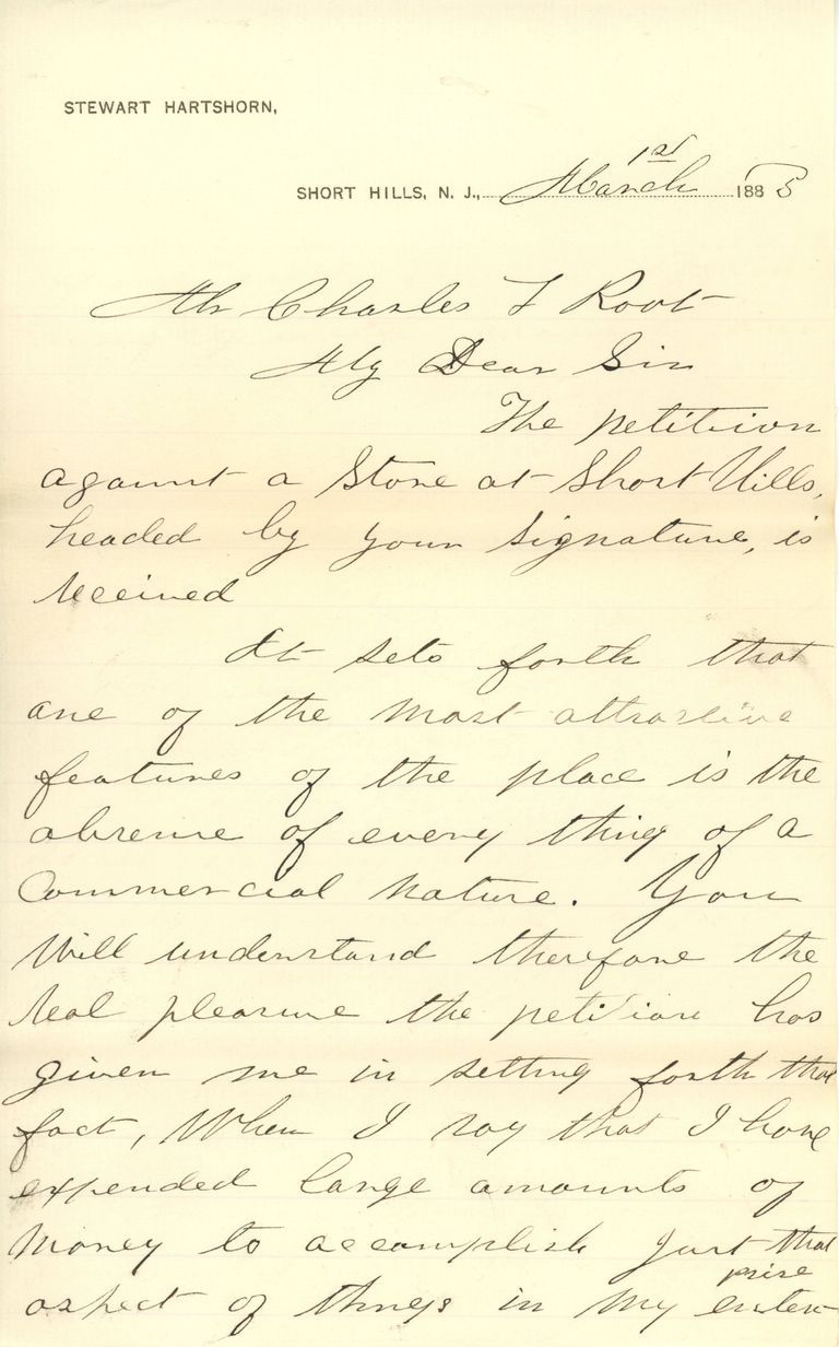          Hartshorn: Charles Root Letter About Store Petition, 1885 picture number 1
   