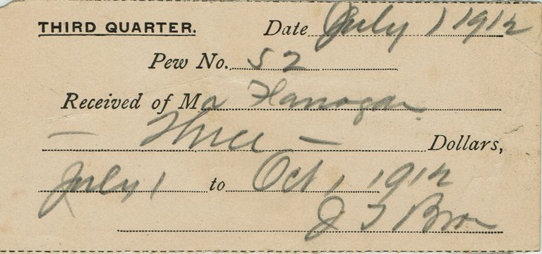          Flanagan: St. Rose Pew Rental Receipts, 1912 picture number 1
   