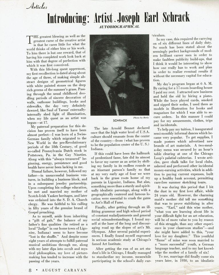          Millburn Art Center: Joseph Earl Schrack Article, 1945 picture number 1
   