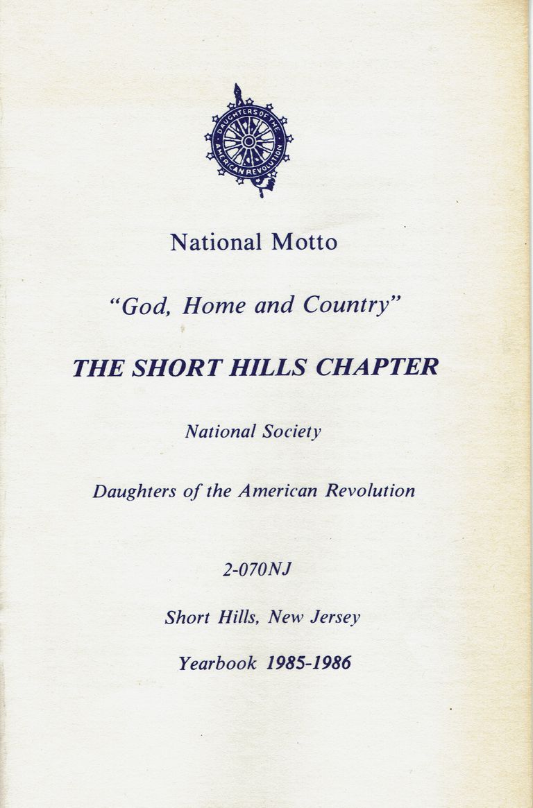          Daughters of the American Revolution Short Hills Chapter Directory, 1985-6 picture number 1
   