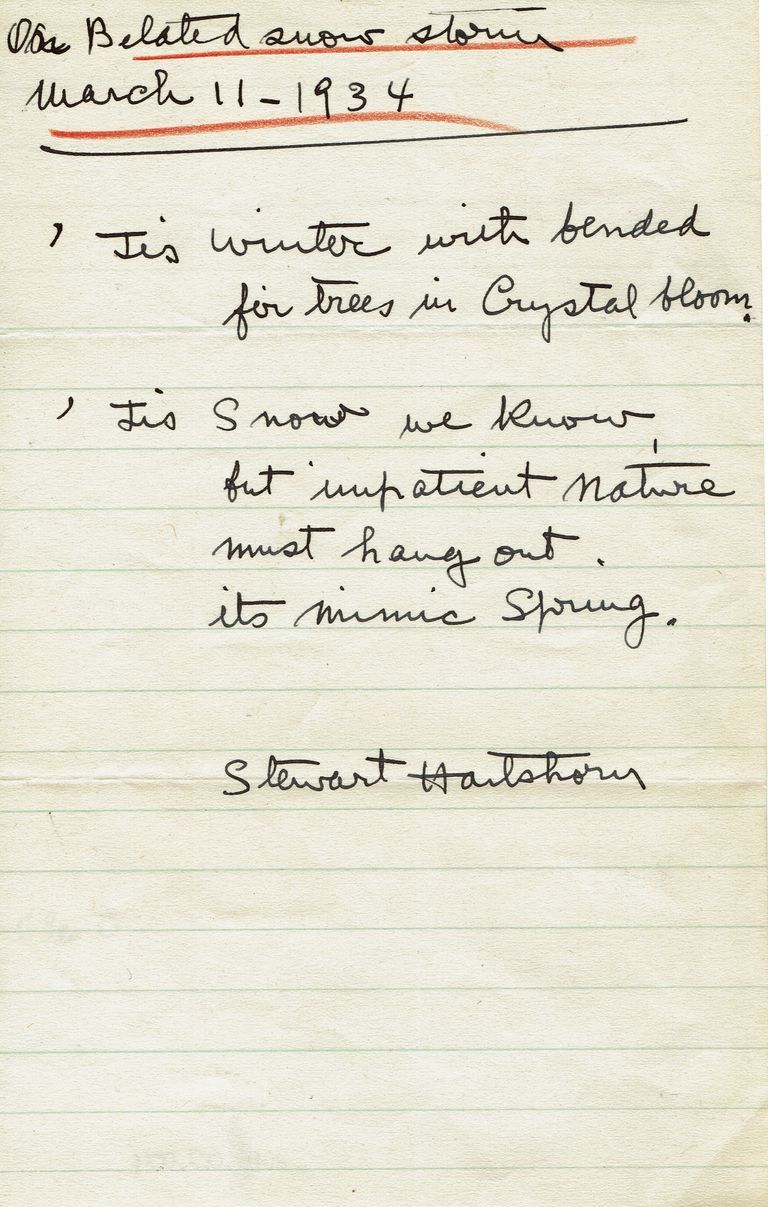          Hartshorn: Stewart Hartshorn winter poem, 1934 picture number 1
   
