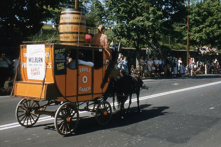          Centennial Parade: Early Times Whiskey Barrel Horse-Drawn Carriage, 1957 picture number 1
   