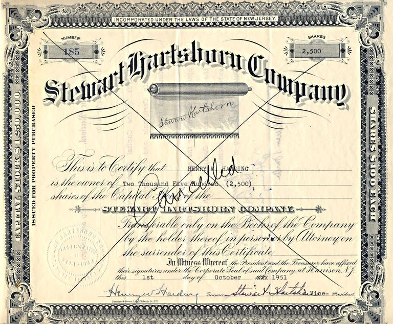          Hartshorn Stock Certificate Henry Harding picture number 1
   