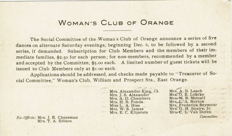          Kellogg: Woman's Club of Orange Dance Schedule, 1913 picture number 1
   