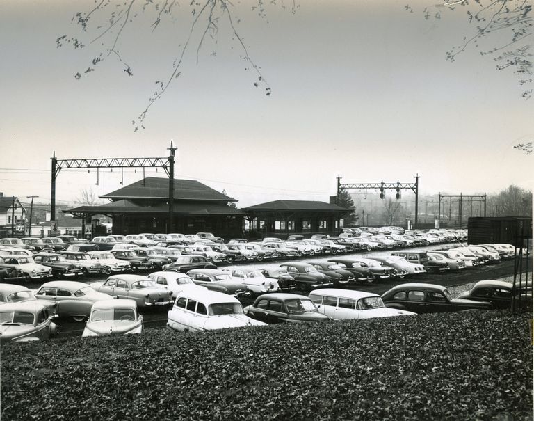          Millburn Train Station: Commuter Parking Lot at Millburn Train Station, c. 1956 picture number 1
   