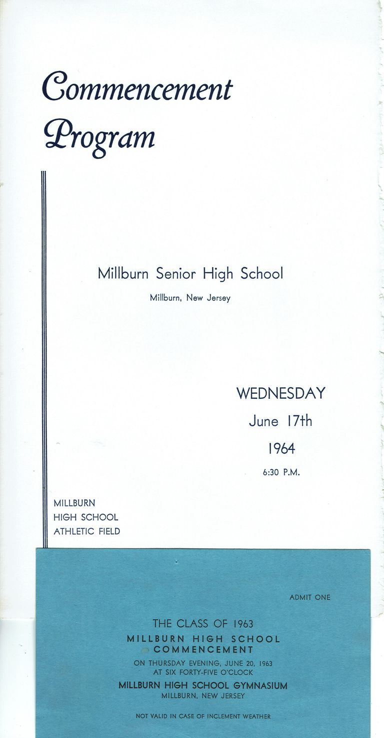          Millburn High School Commencement Program, 1964 picture number 1
   