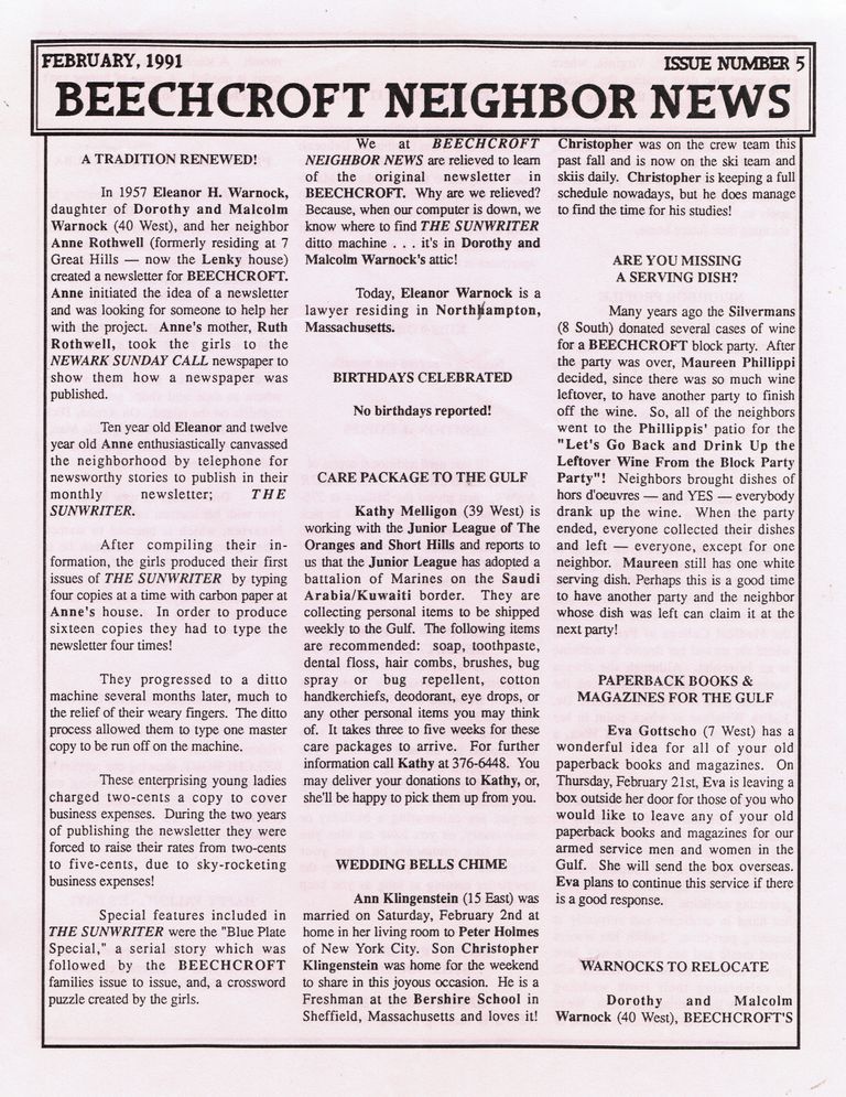          Beechcroft: Neighbor Newsletters & Celebrations picture number 1
   